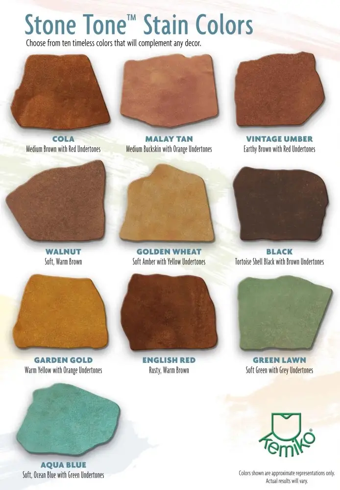 Kemiko Stone Tone acid stain color chart