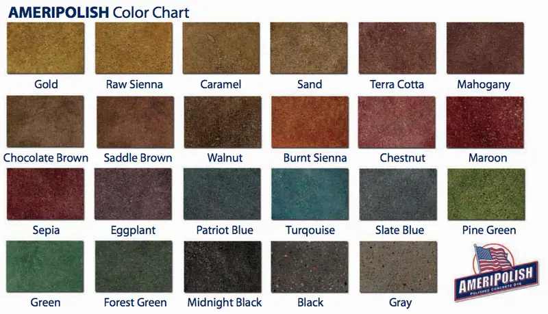 Ameripolish polished concrete dye color chart