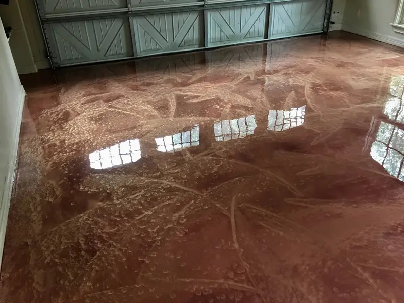 Metallic red epoxy floor with a high-gloss finish