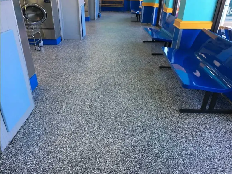 Flake epoxy floor in a commercial kitchen