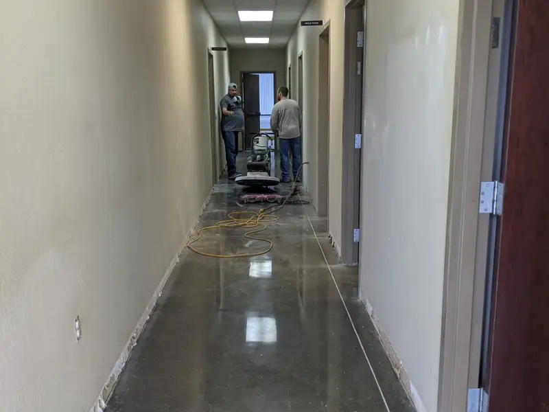 Polished concrete hallway in a commercial building