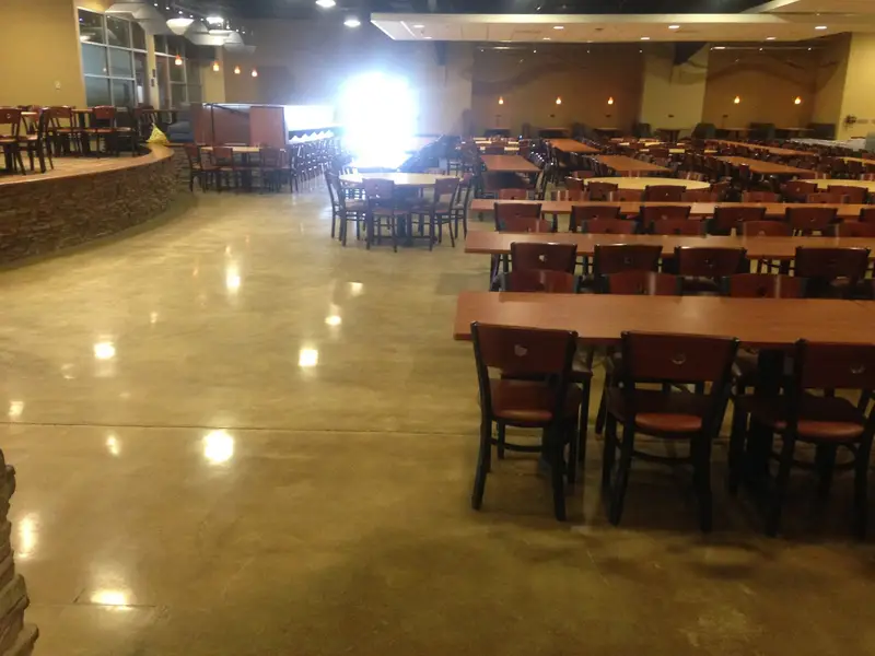 Polished concrete in a restaurant dining room