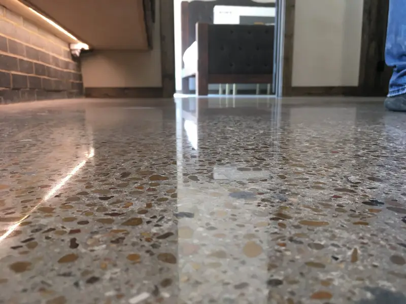 Close-up of polished concrete with exposed aggregate