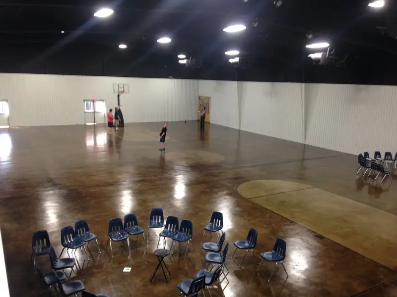 Stained concrete in a large event hall