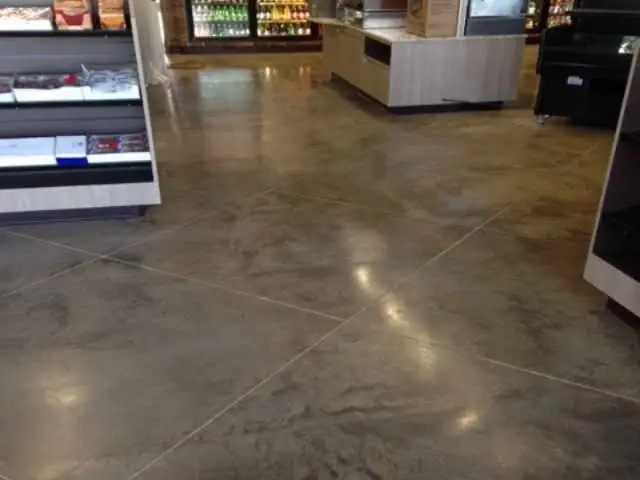 Gray stained concrete in a convenience store