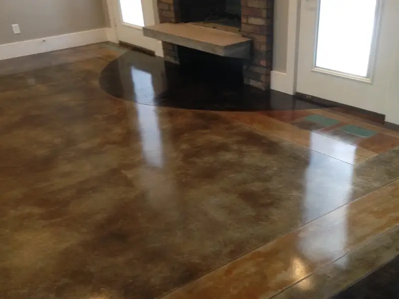 Brown stained concrete in a living room