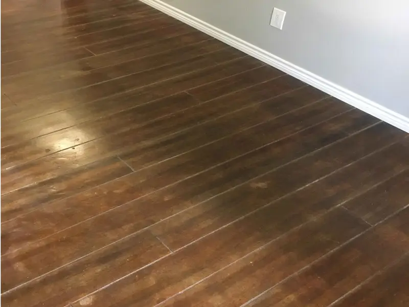 Wood-look concrete floor in a home